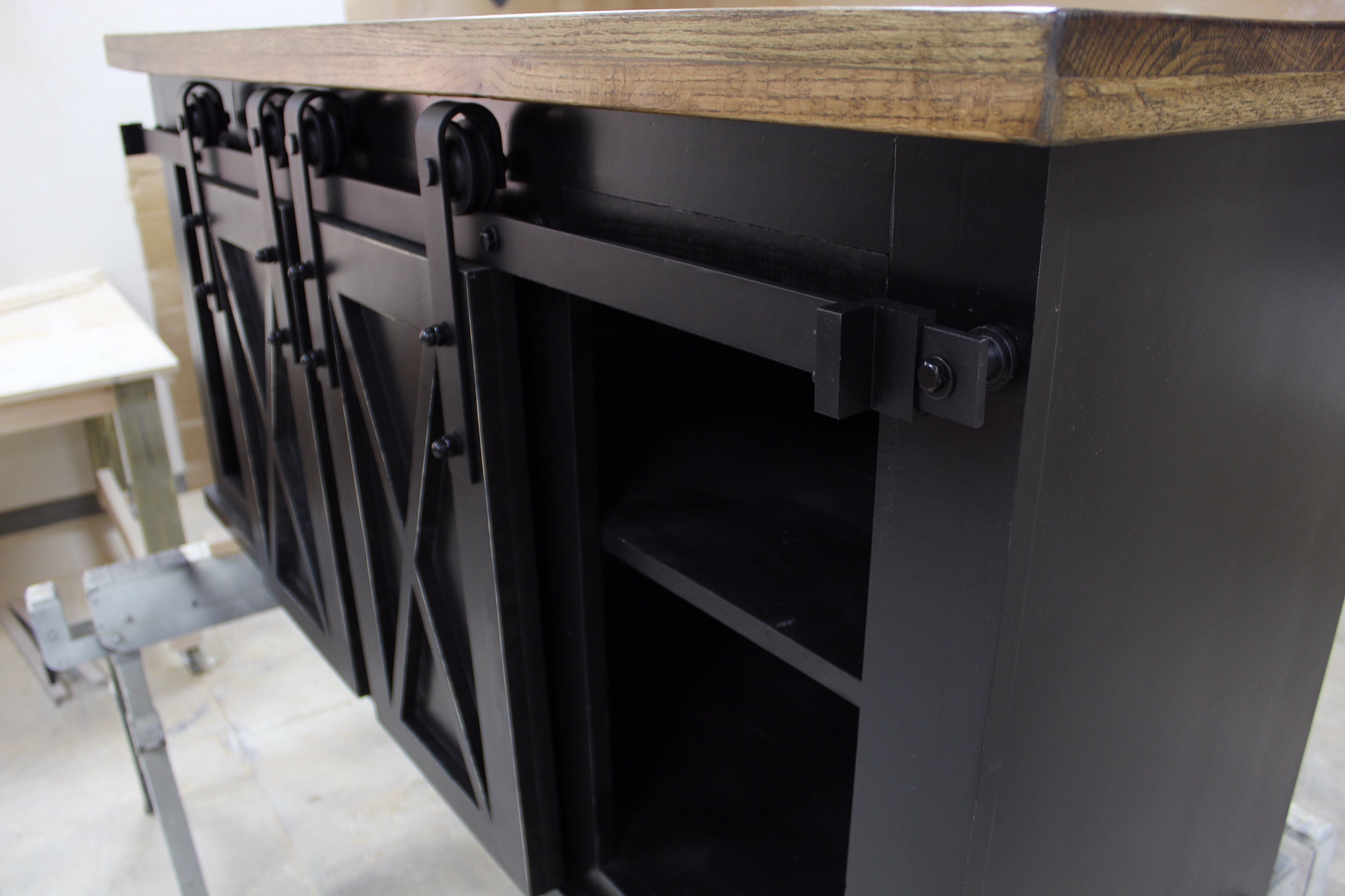 Industrial Sliding Door TV Console