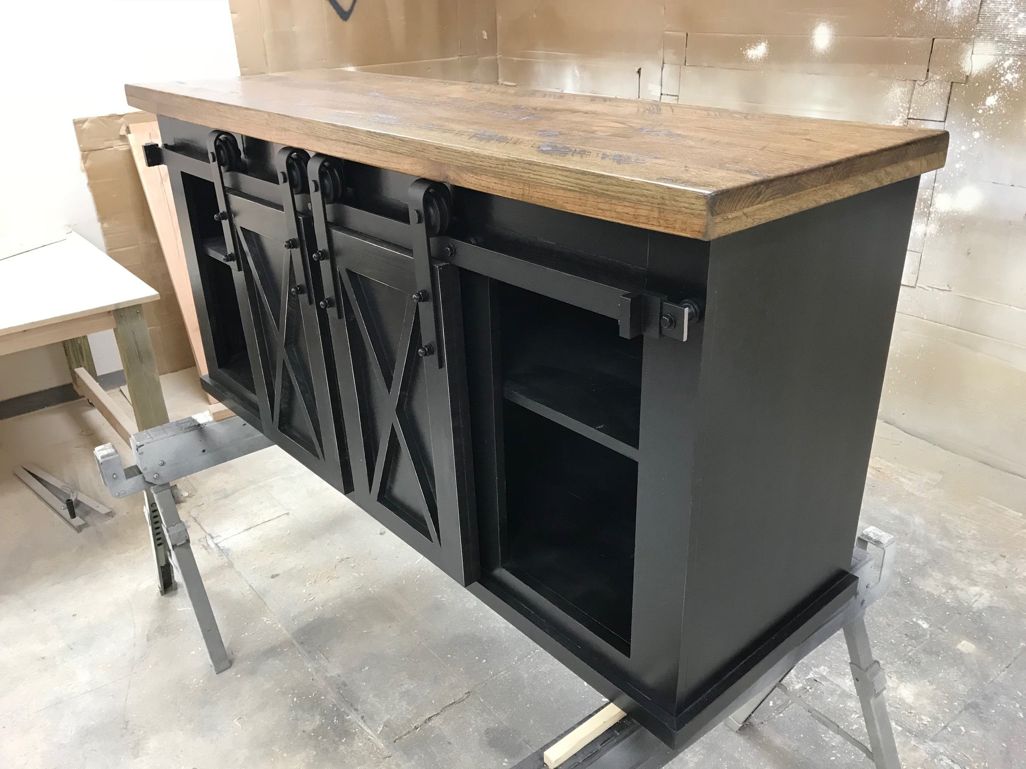 Industrial Sliding Door TV Console